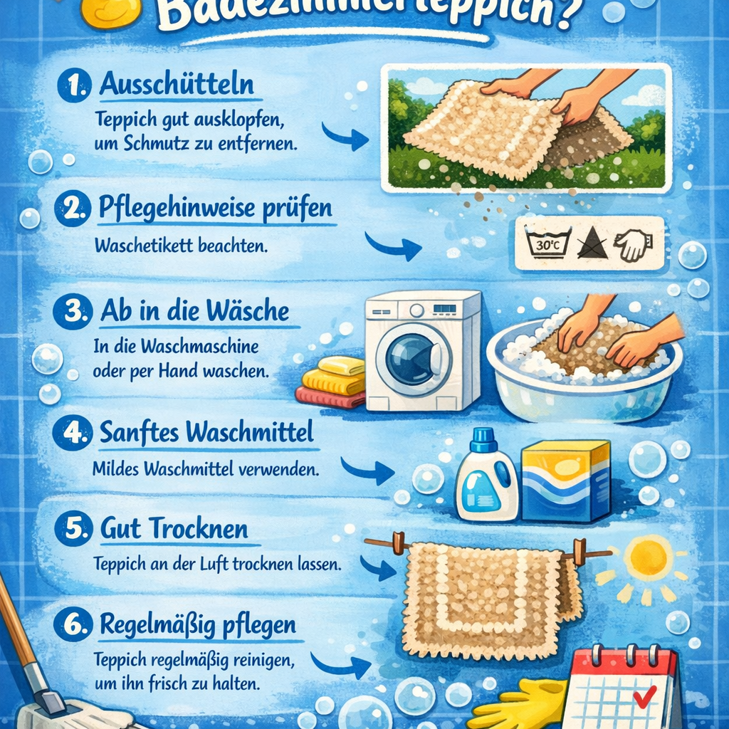 Wie reinigt man einen Badezimmerteppich?