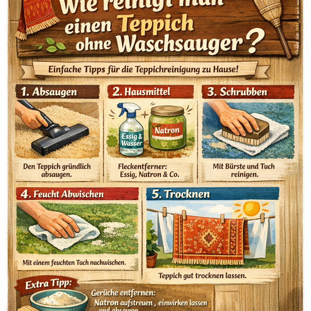 Wie reinigt man einen Teppich ohne Waschsauger?