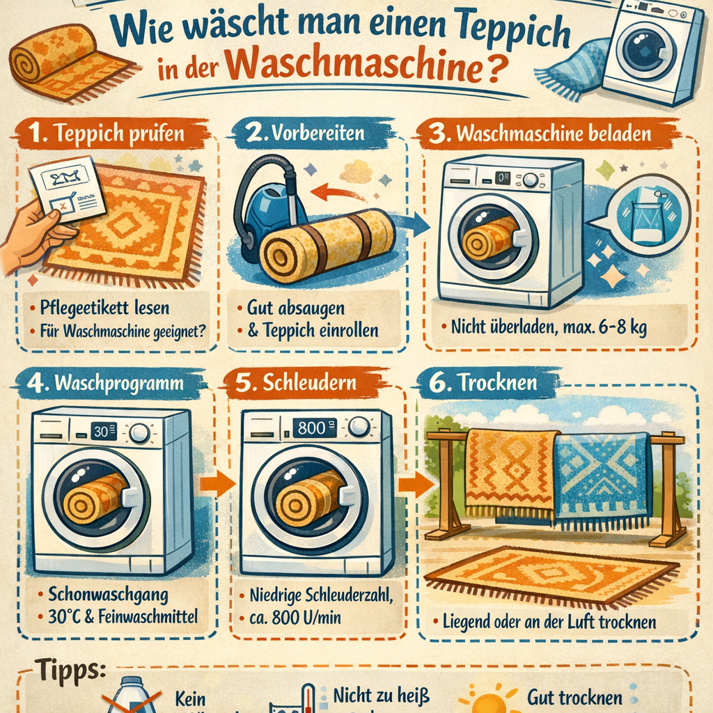 Wie wäscht man einen Teppich in einer Trommelwaschmaschine?