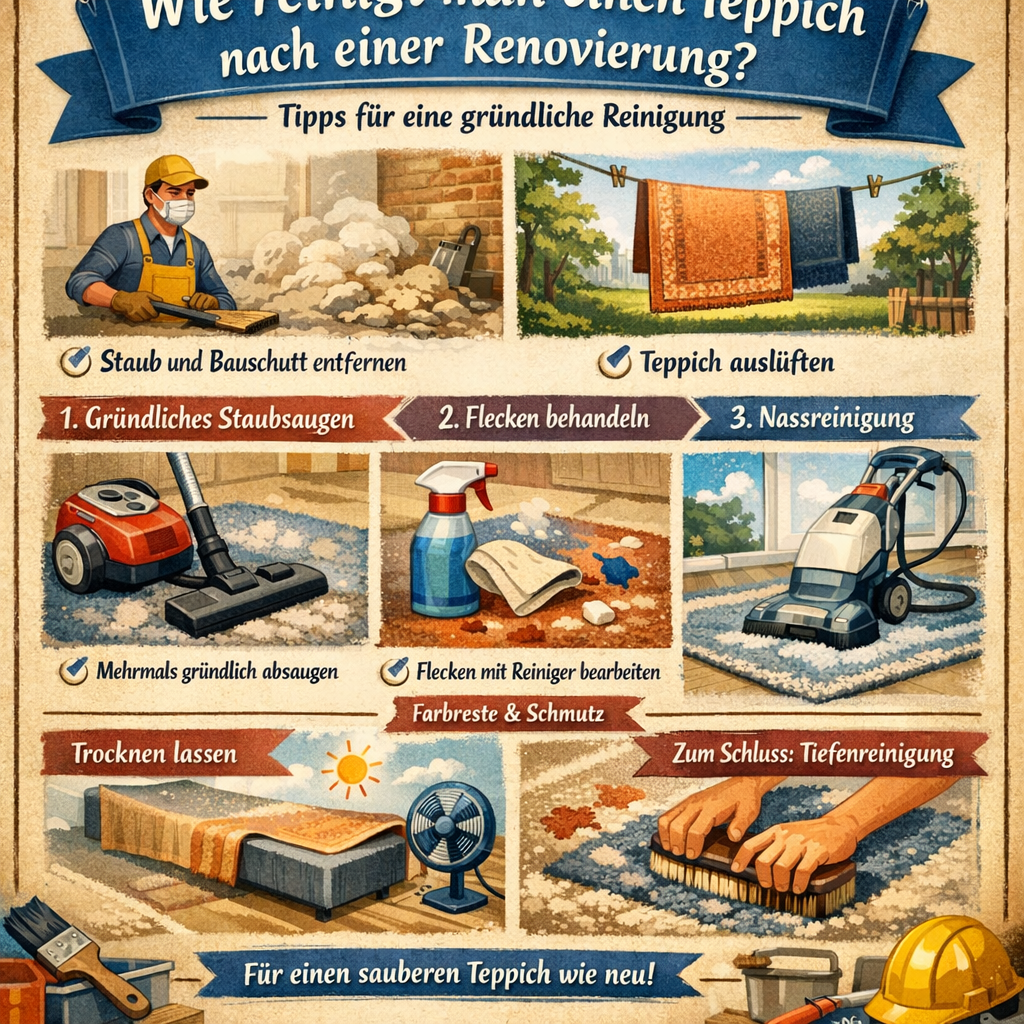 Wie reinigt man einen Teppich nach einer Renovierung?