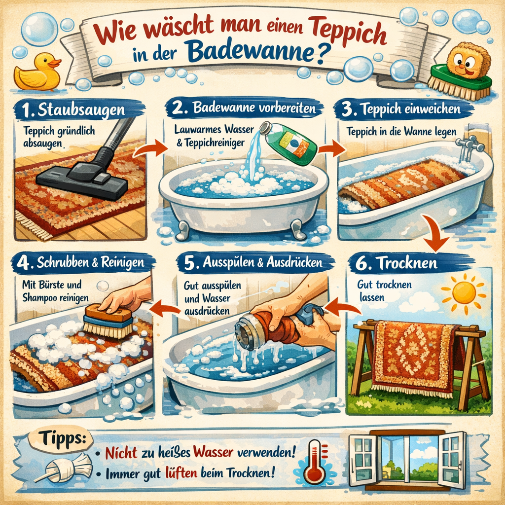 Wie wäscht man einen Teppich in der Badewanne?