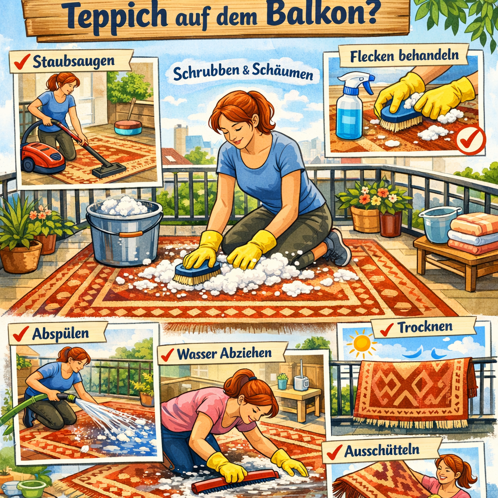 Wie reinigt man einen Teppich auf dem Balkon?