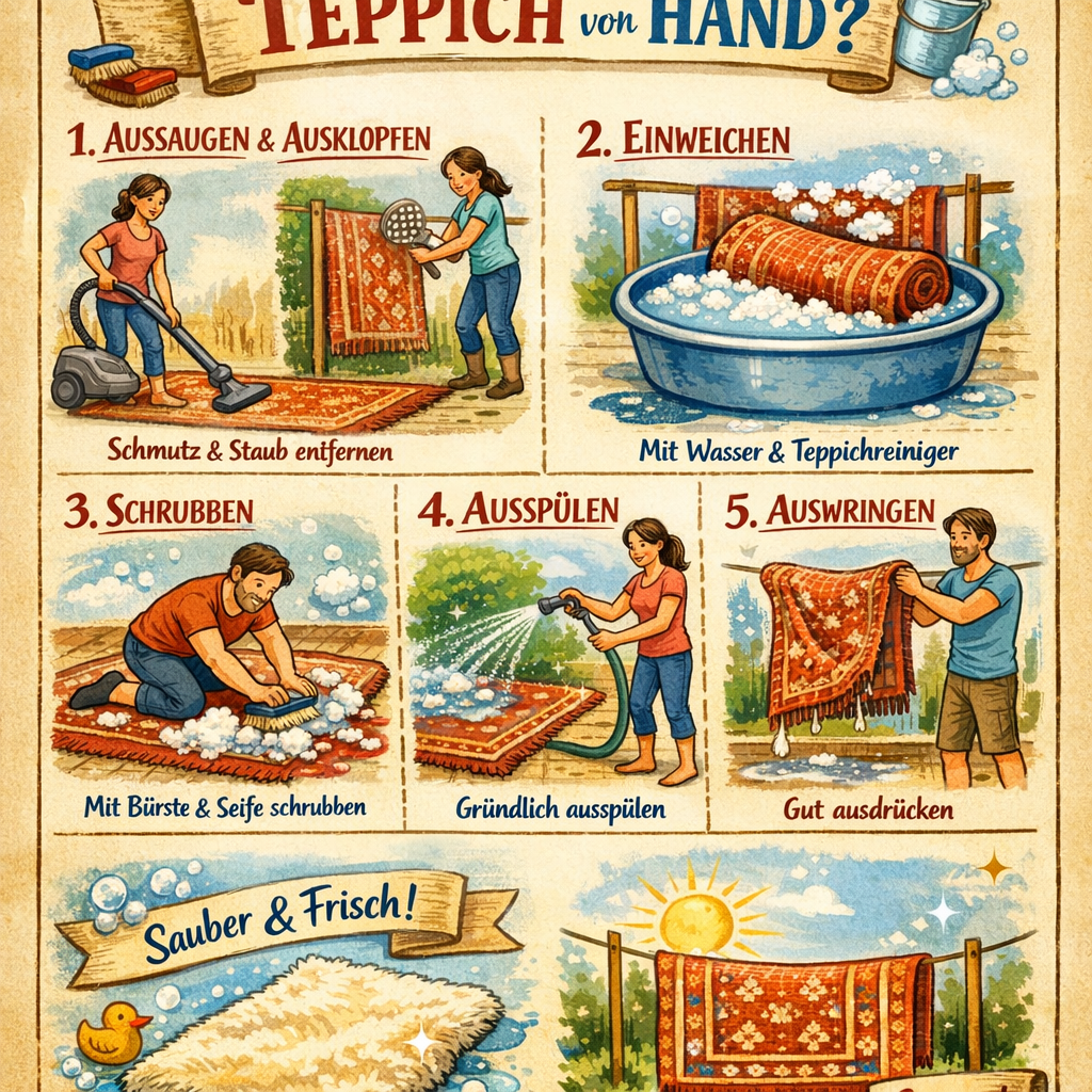 Wie wäscht man einen Teppich von Hand?
