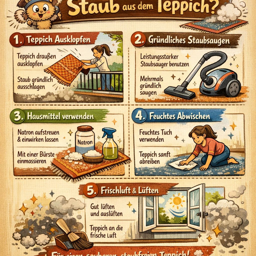 Wie entfernt man Staub aus dem Teppich?