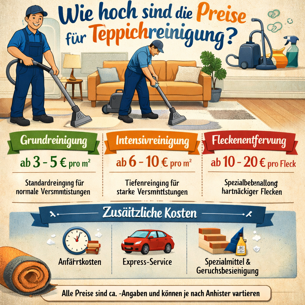 Wie hoch sind die Preise für Teppichreinigung?