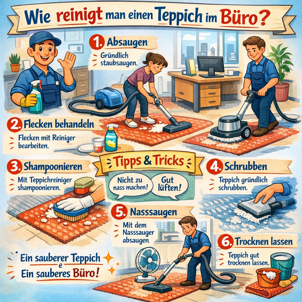 Wie reinigt man einen Teppich im Büro?