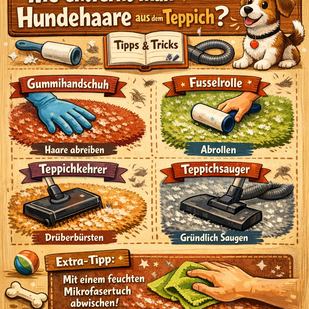 Wie entfernt man Hundehaare aus dem Teppich?