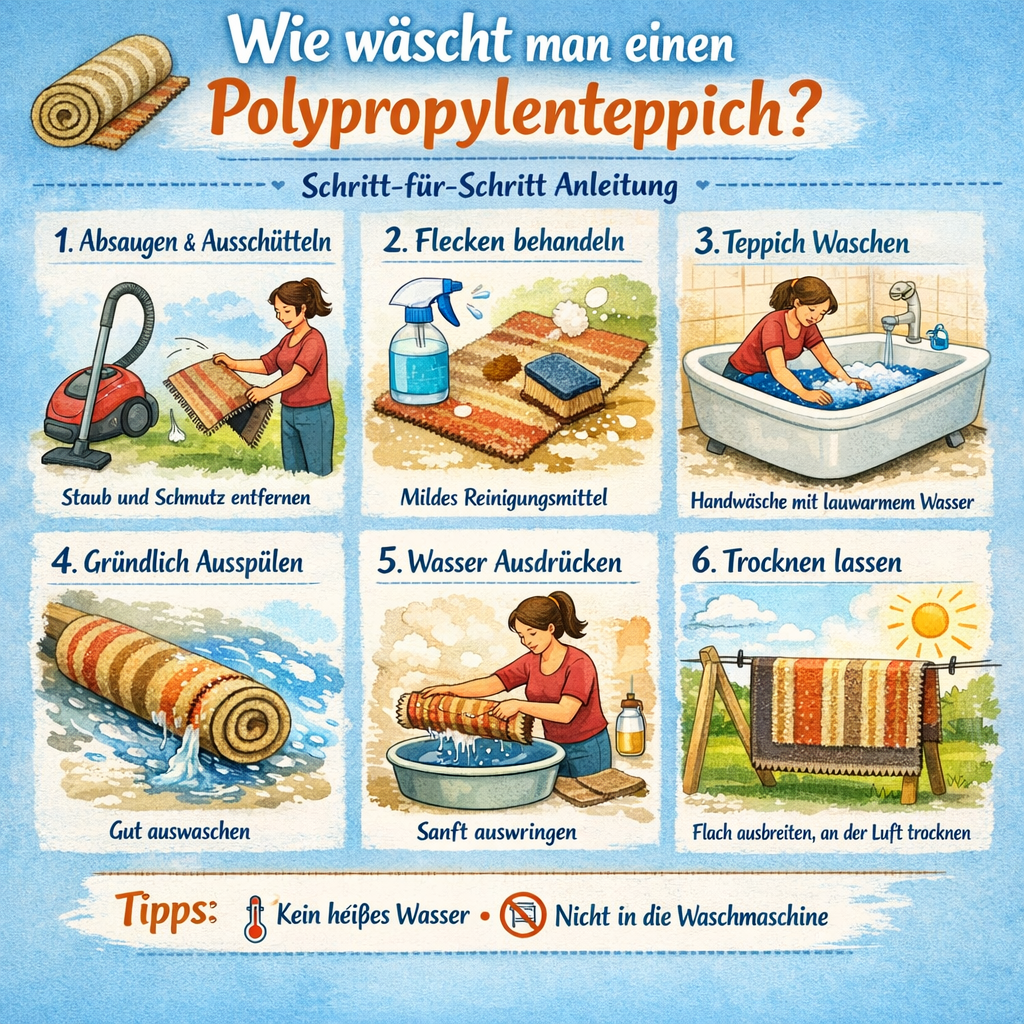 Wie wäscht man einen Polypropylenteppich?