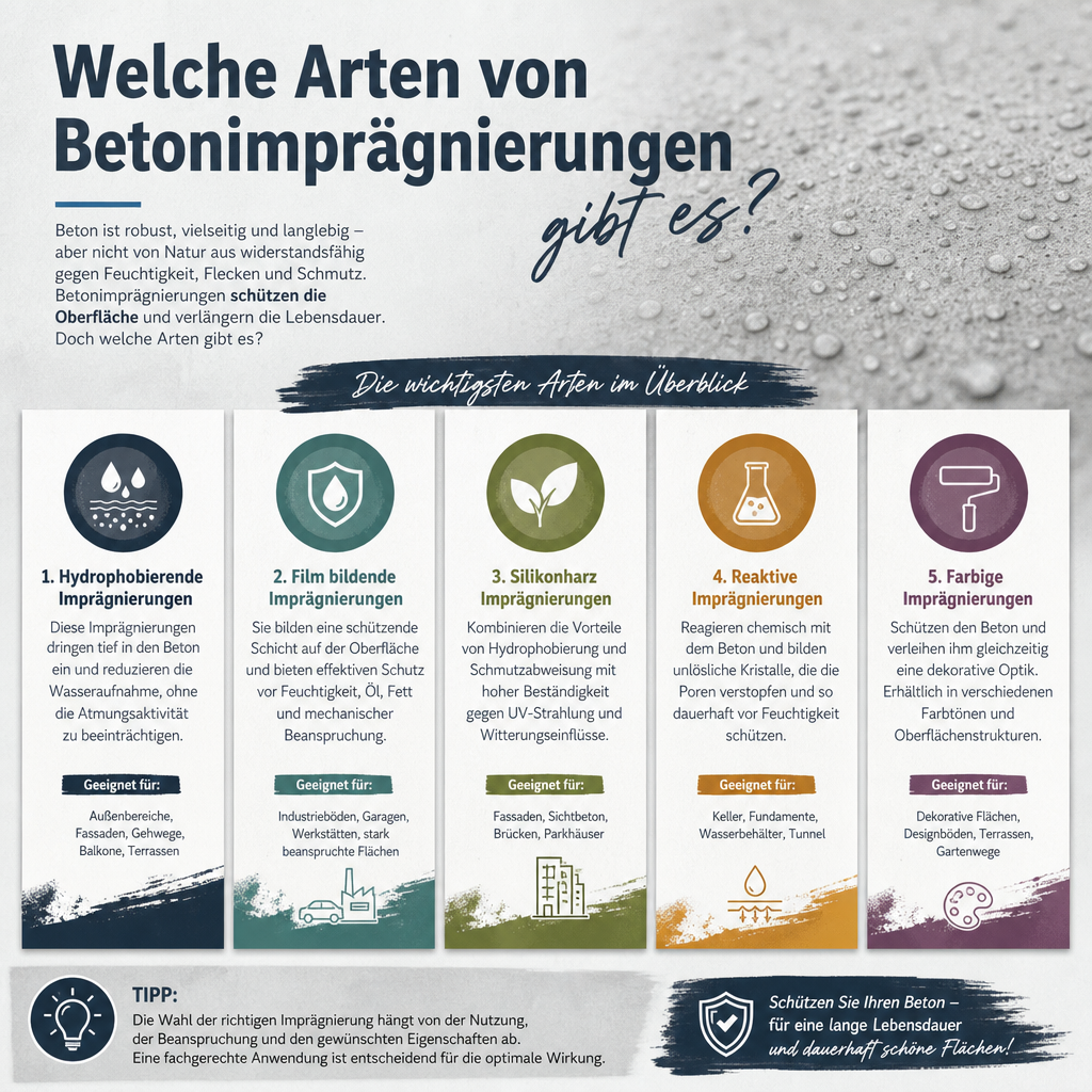 Welche Arten von Betonimprägnierungen gibt es?