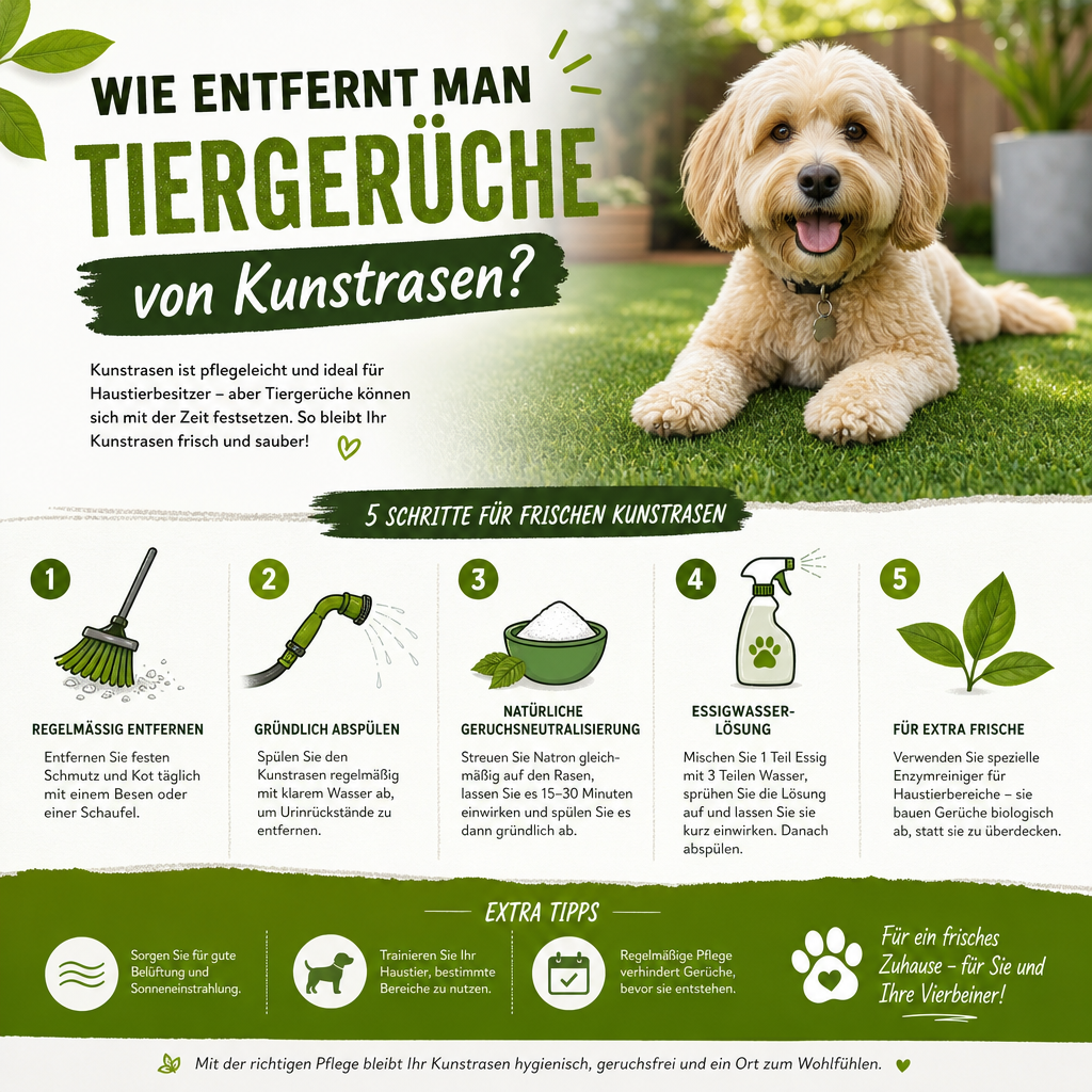 Wie entfernt man Tiergerüche von Kunstrasen?