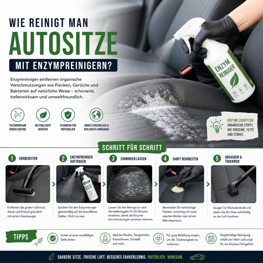 Wie reinigt man Autositze mit Enzymreinigern?