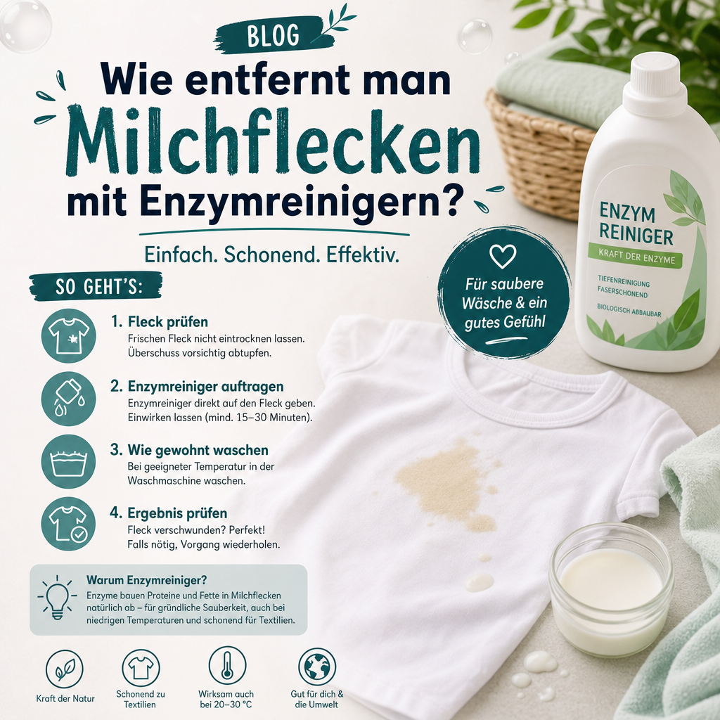 Wie entfernt man Milchflecken mit Enzymreinigern?